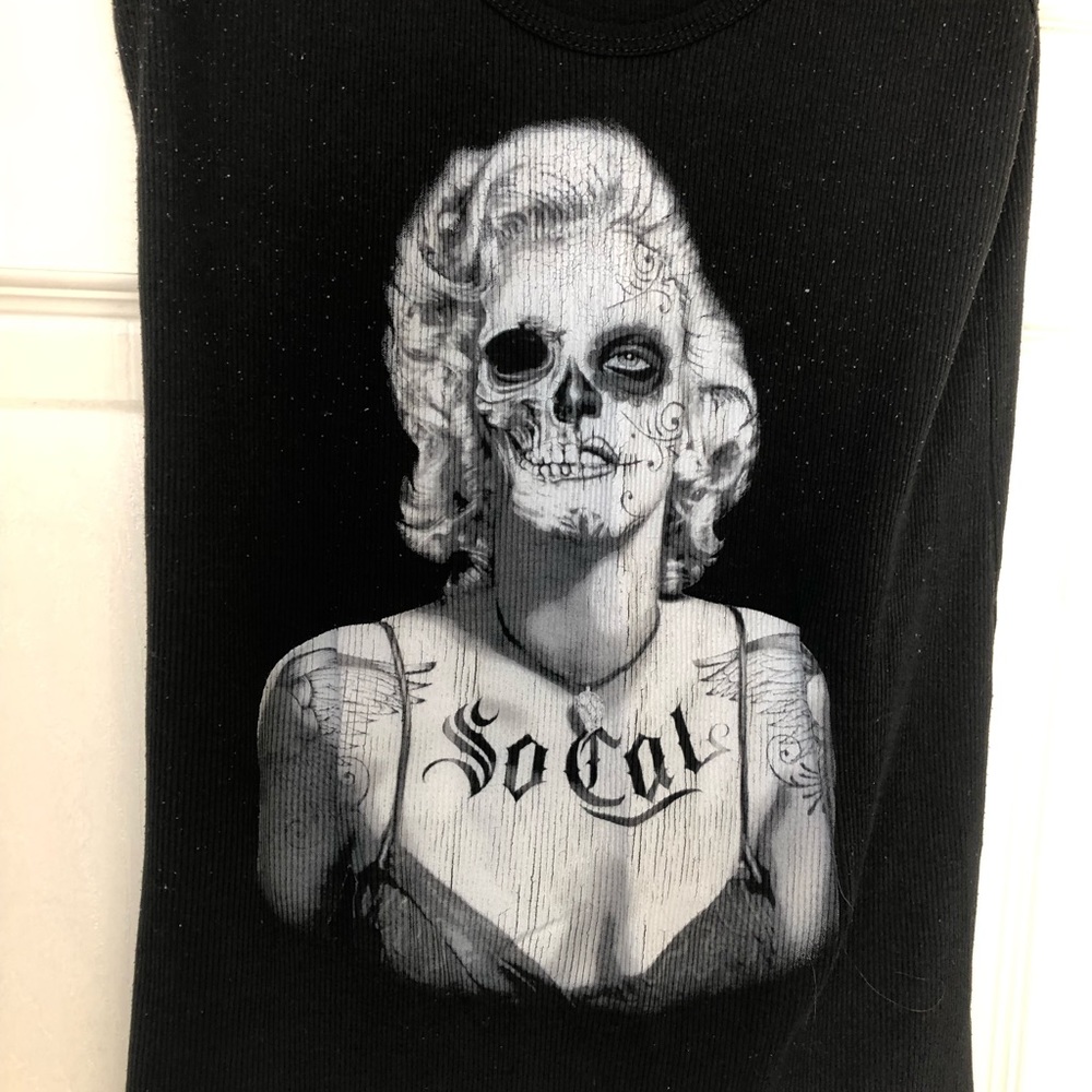 So Cal Marilyn Skull Tank Black/White Size M/L